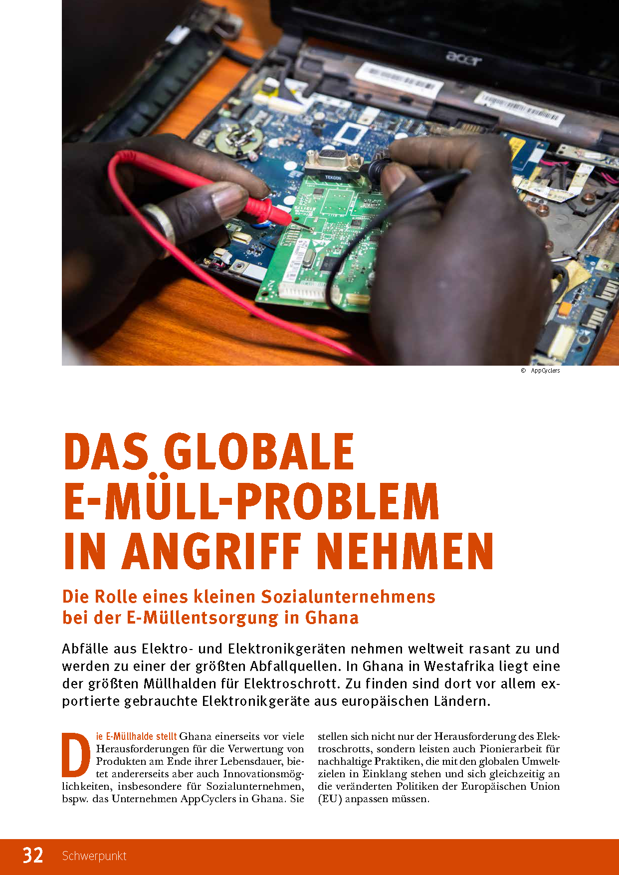 DAS GLOBALE  E-MÜLL-PROBLEM  IN ANGRIFF NEHMEN